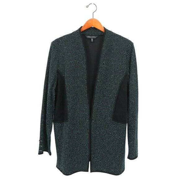 Ming Wang Jackets & Blazers - Ming Wang Lined Mint Green Black Textured Knit Jacket 0X